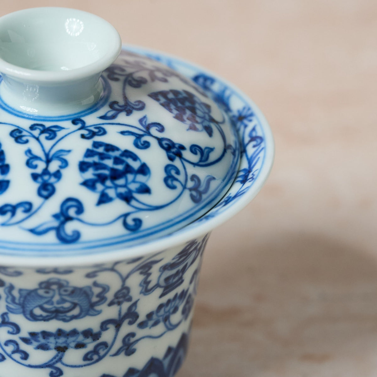 Lid detail of Eight Treasures & Scrolling Lotus Porcelain Gaiwan