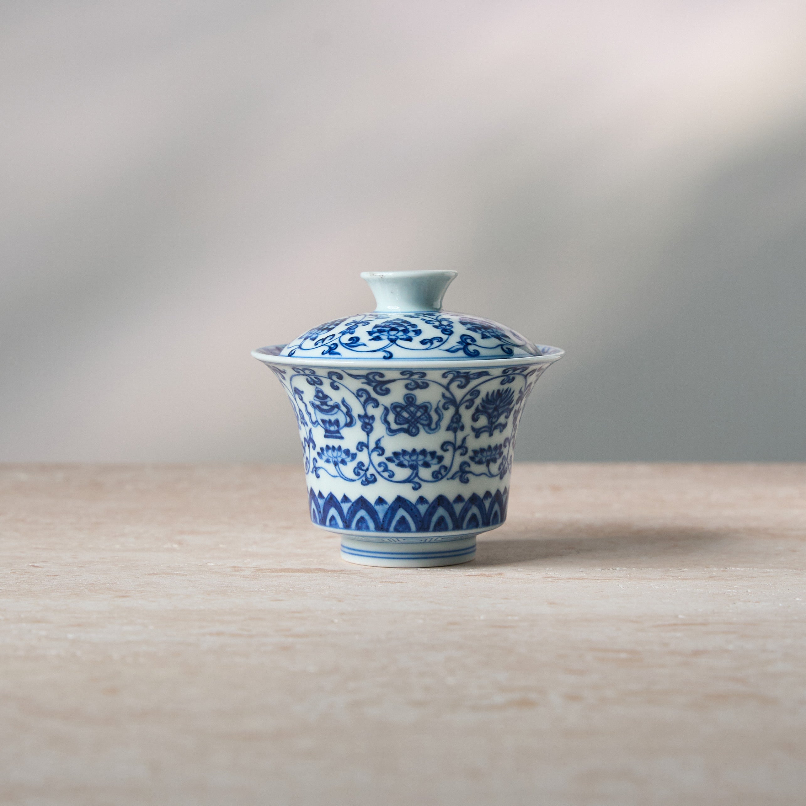 Eight Treasures & Scrolling Lotus Porcelain Gaiwan