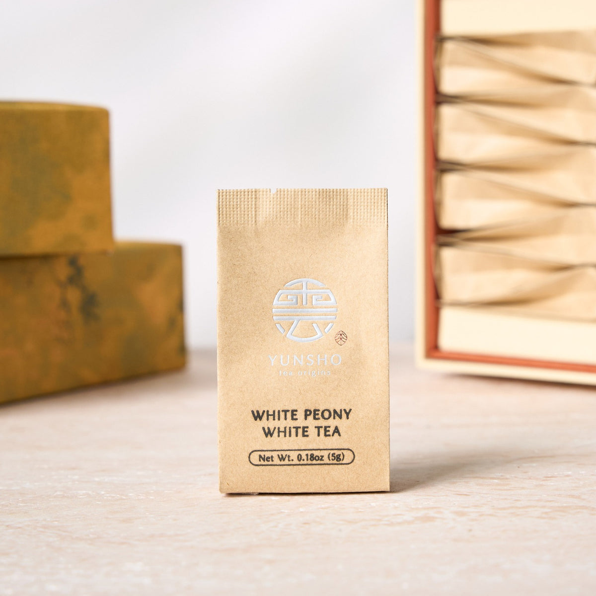 Individual sachet packaging for White Peony Tea