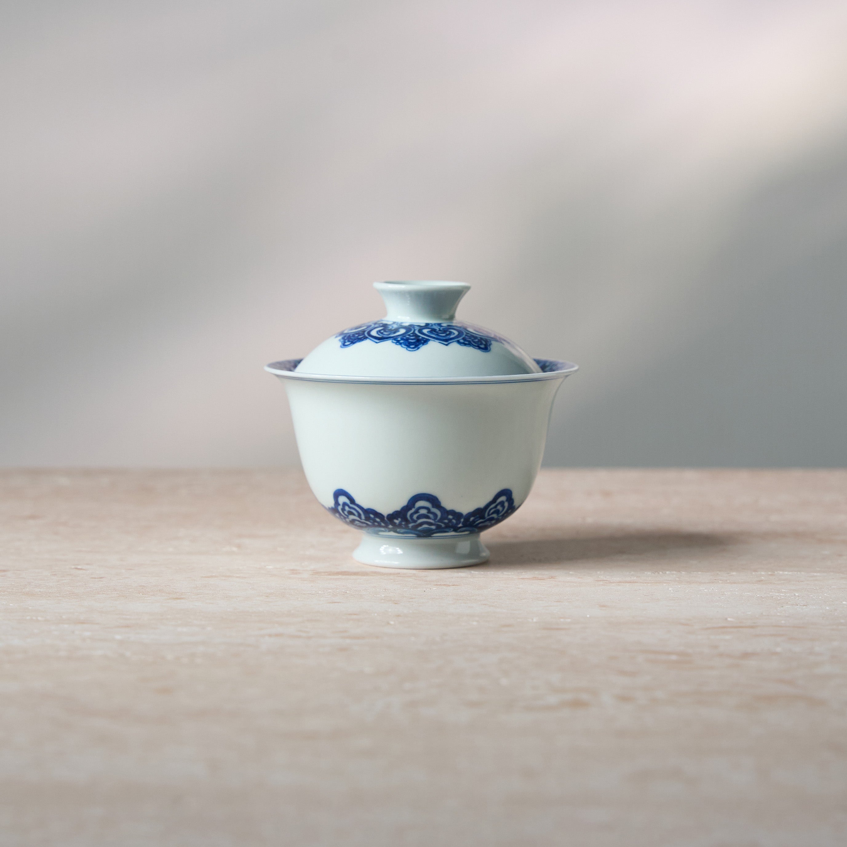 Baoxiang Floral Blue-and-White Porcelain Gaiwan