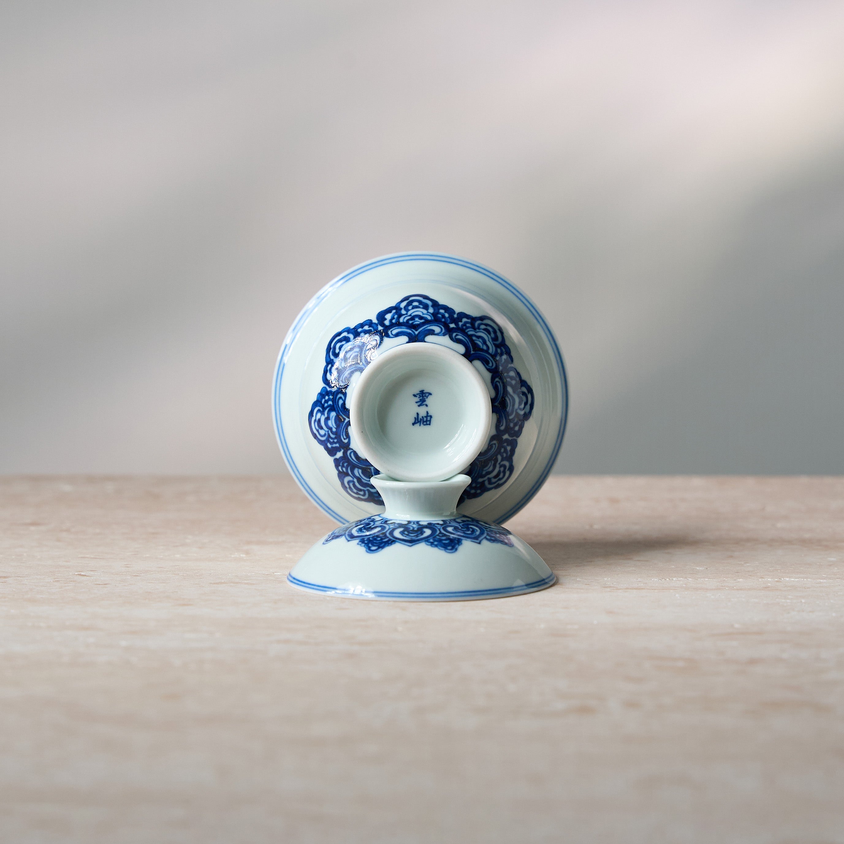 Baoxiang Floral Blue-and-White Porcelain Gaiwan