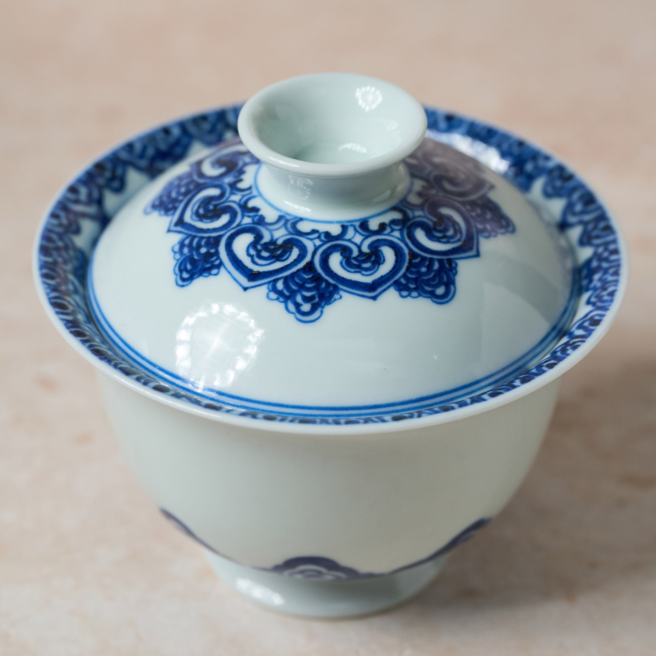 Baoxiang Floral Blue-and-White Porcelain Gaiwan