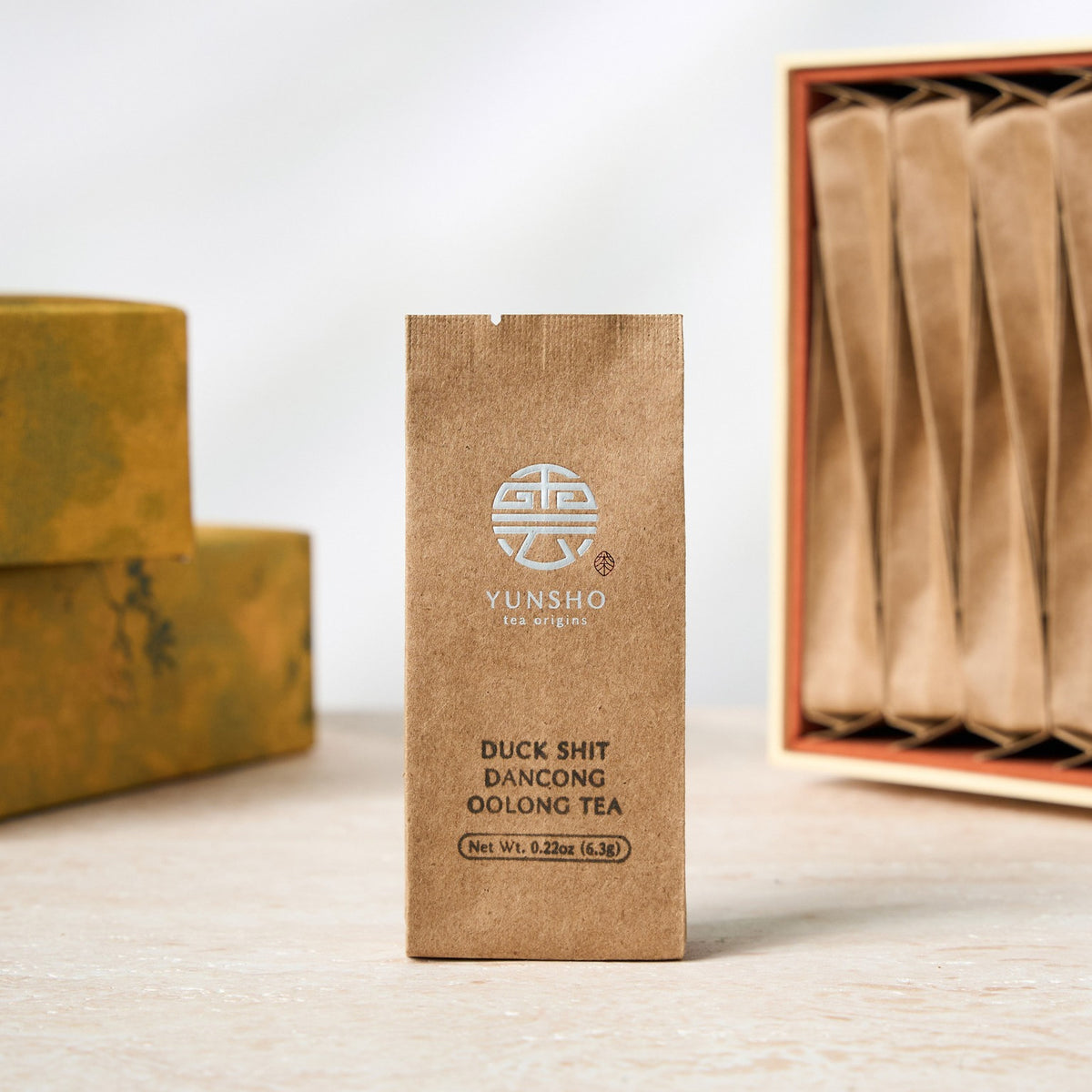 Individual sachet packaging for Duck Shit Dancong Oolong Tea