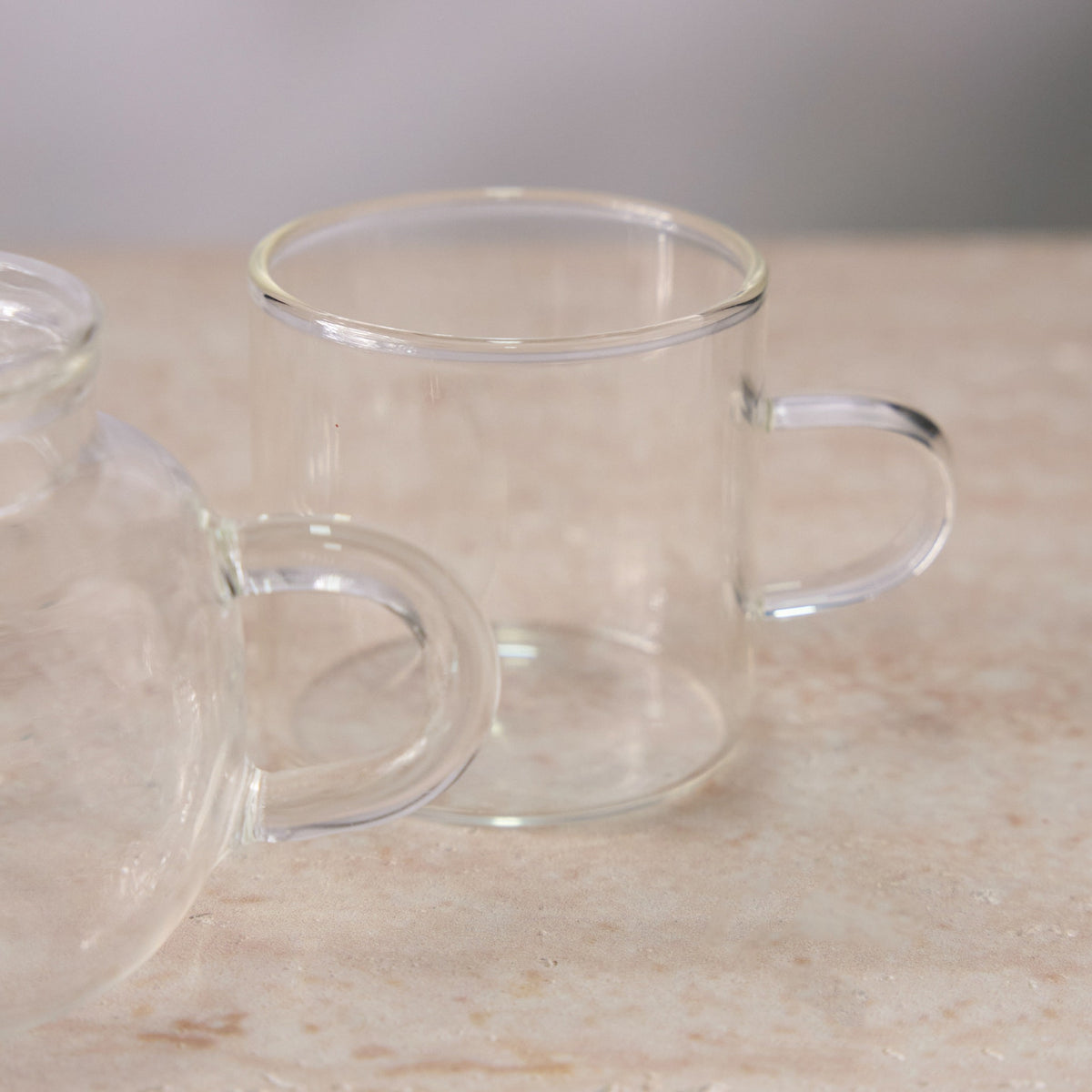 Glass cup detail shown with Glass Gongfu Teapot