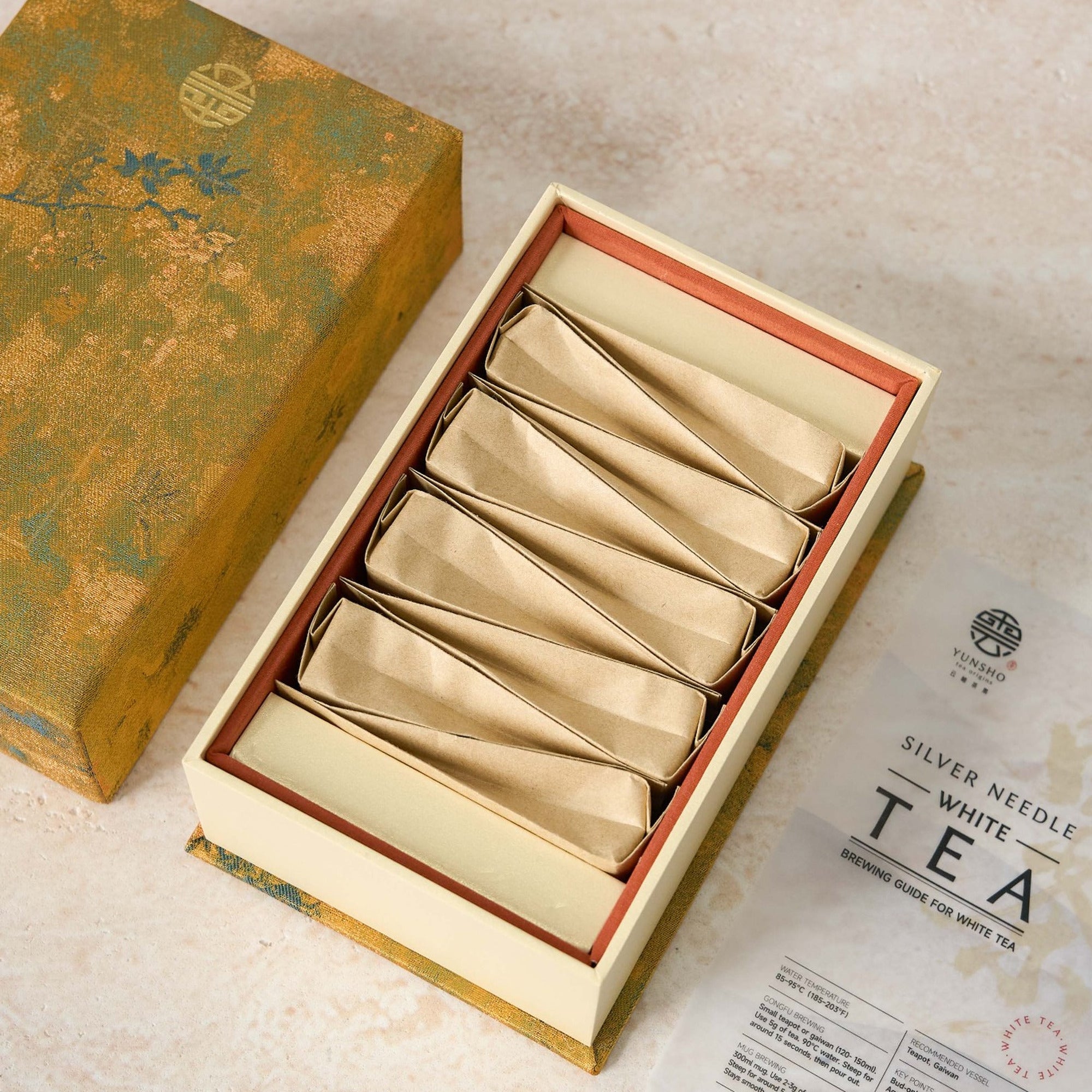 Open box packaging for Silver Needle White Tea