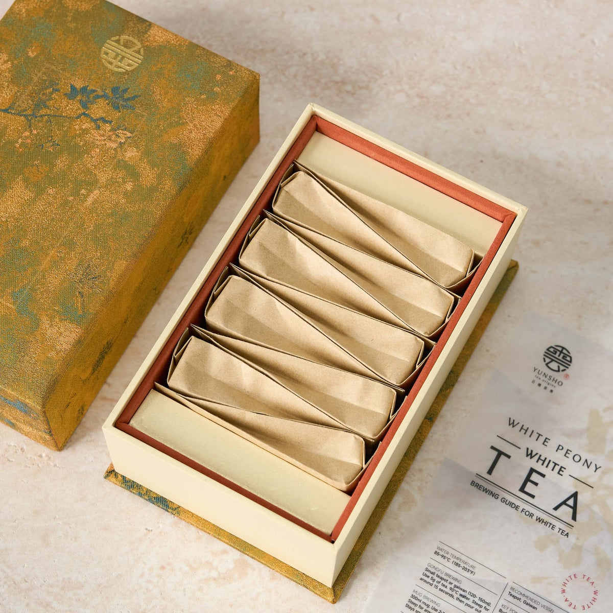 Open box packaging for White Peony Tea