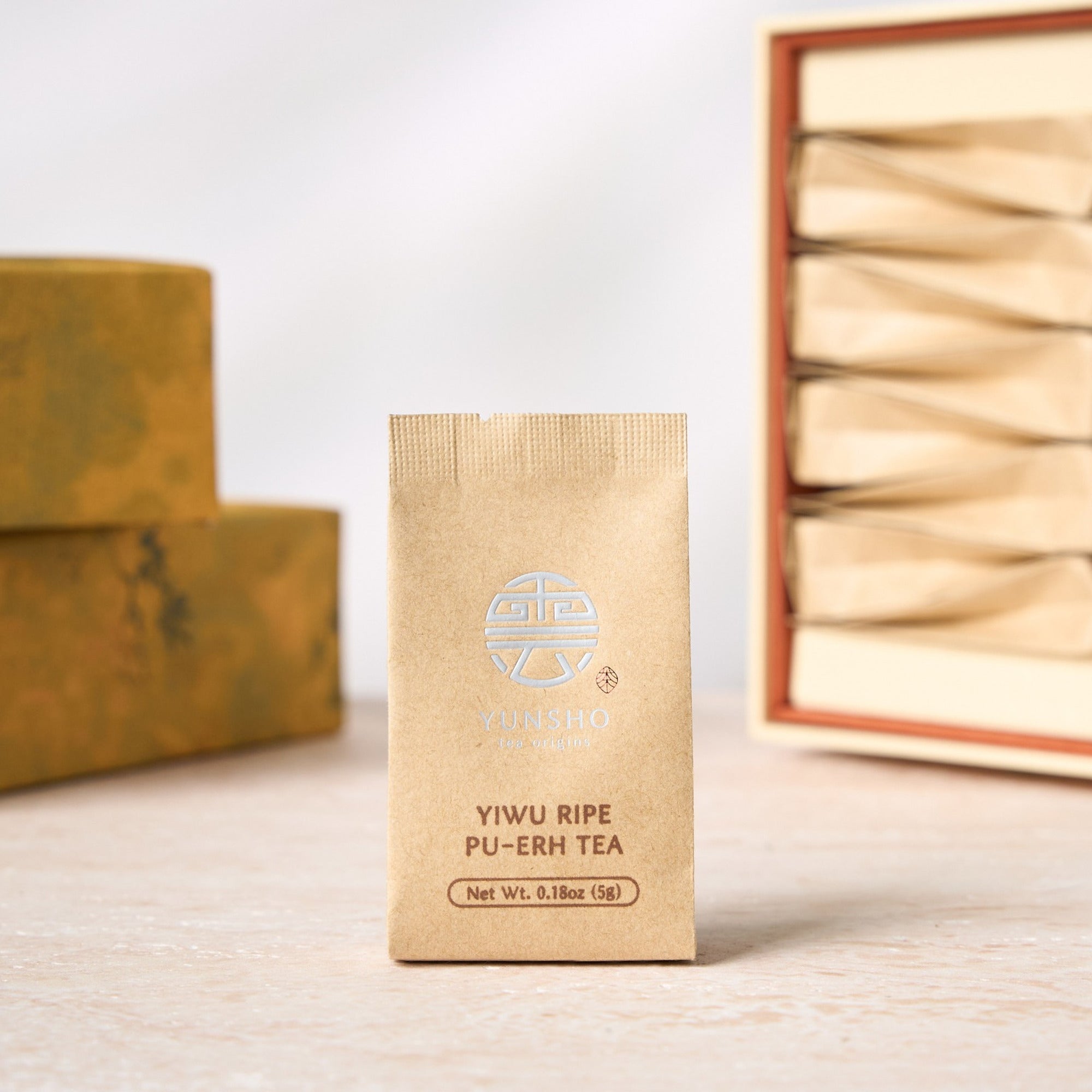 Individual sachet packaging for Yiwu Ripe Pu-erh Tea