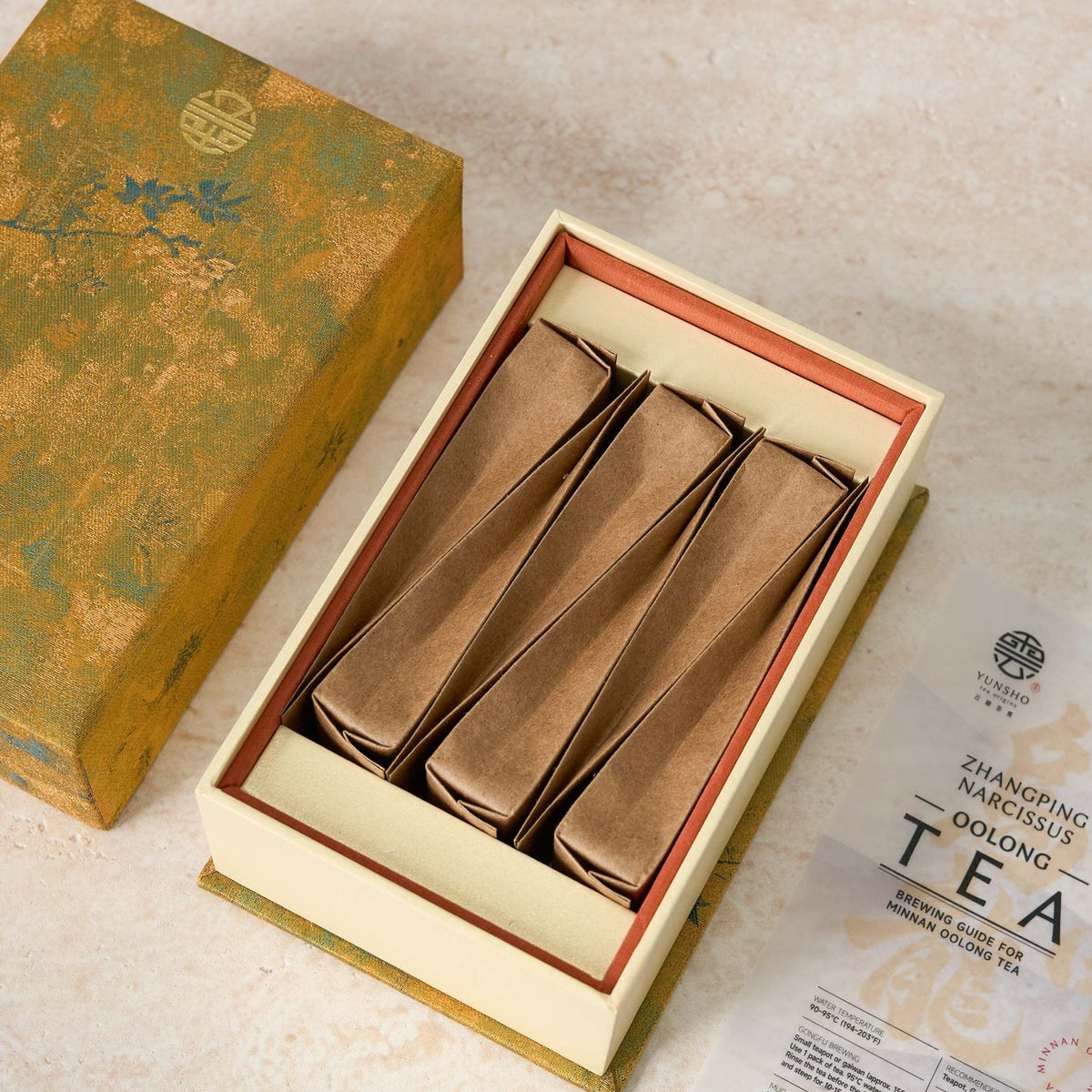 Open box packaging for Zhangping Shui Xian Oolong Tea