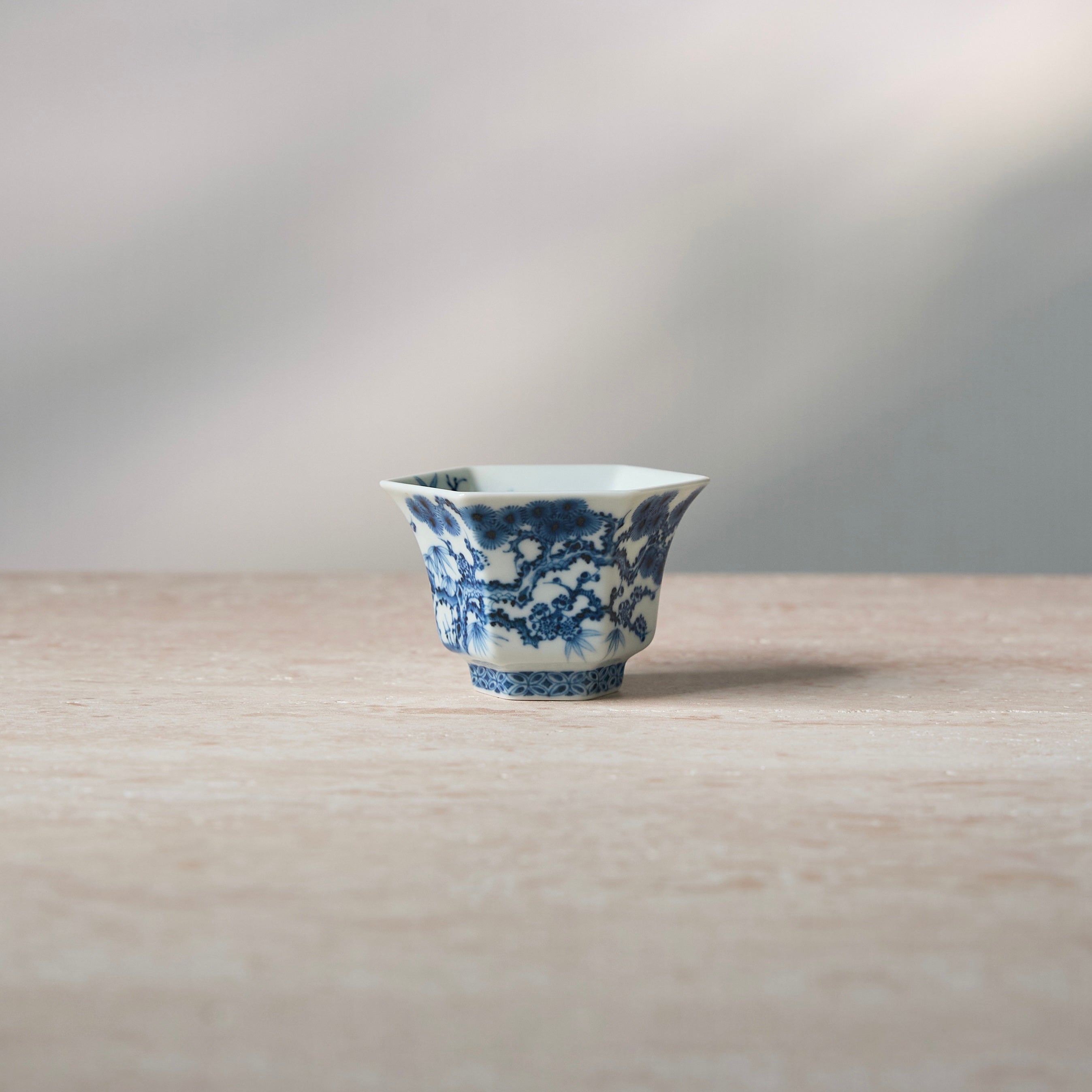 Three Friends of Winter Hand-Painted Octagonal Tasting Cup