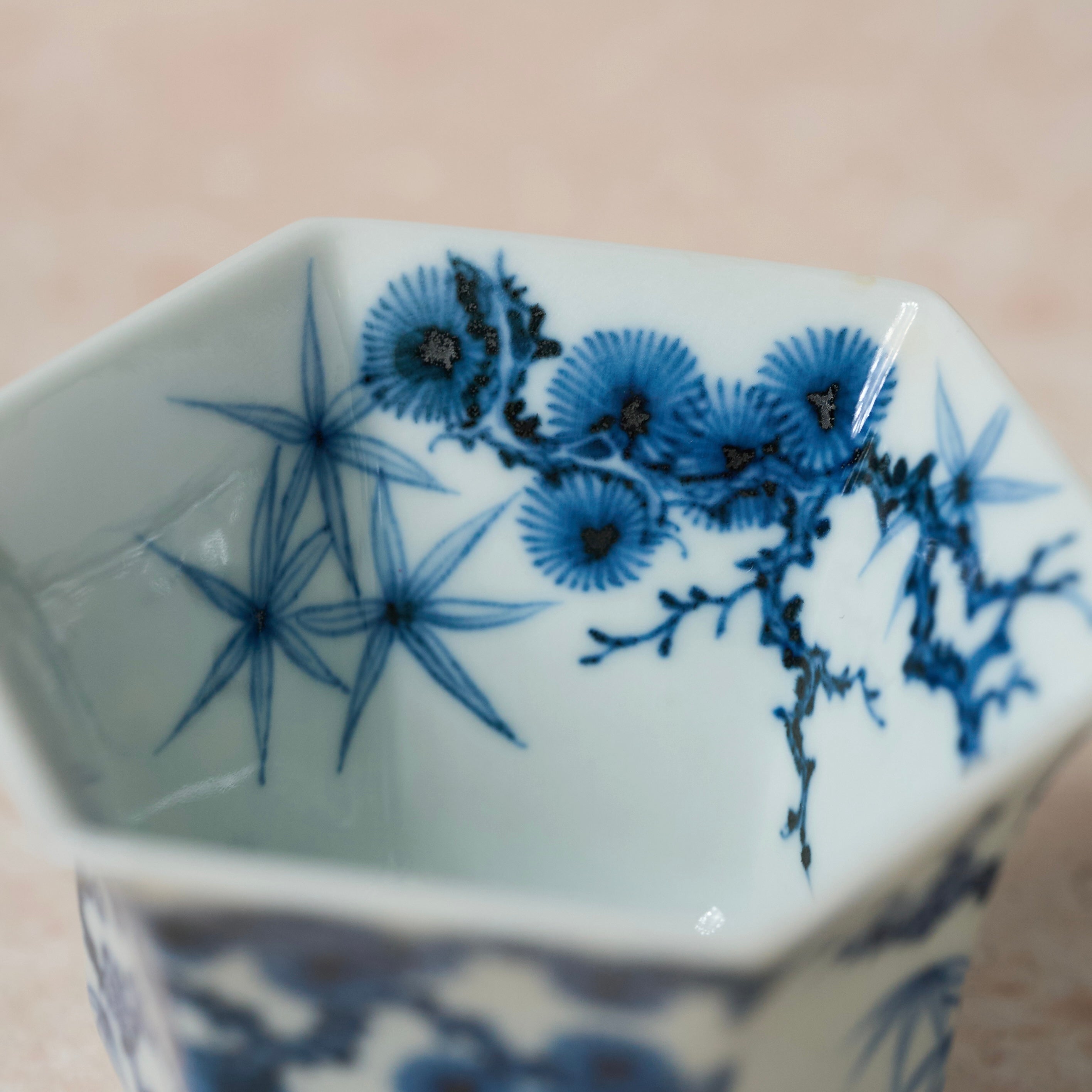 Three Friends of Winter Hand-Painted Octagonal Tasting Cup