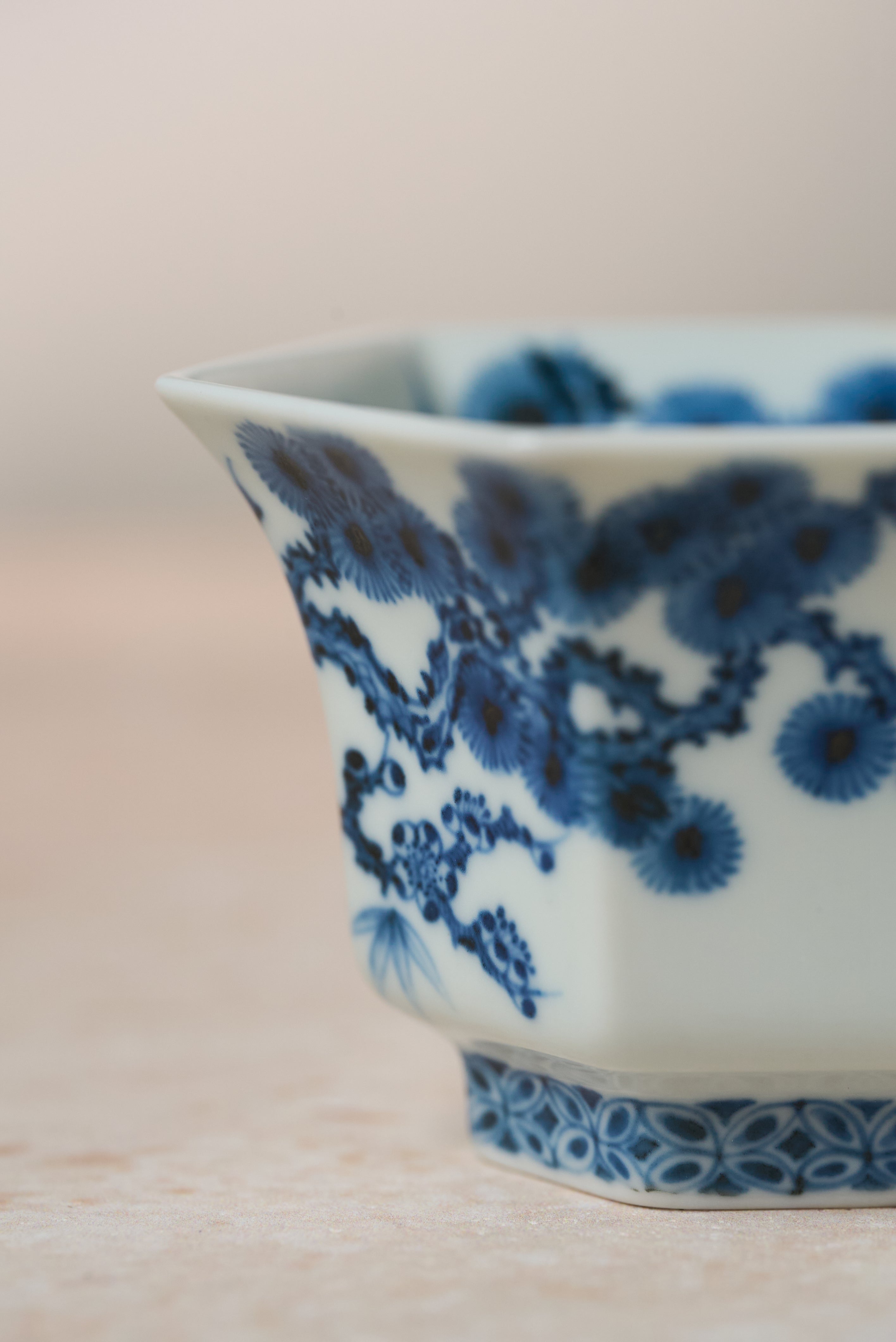 Three Friends of Winter Hand-Painted Octagonal Tasting Cup