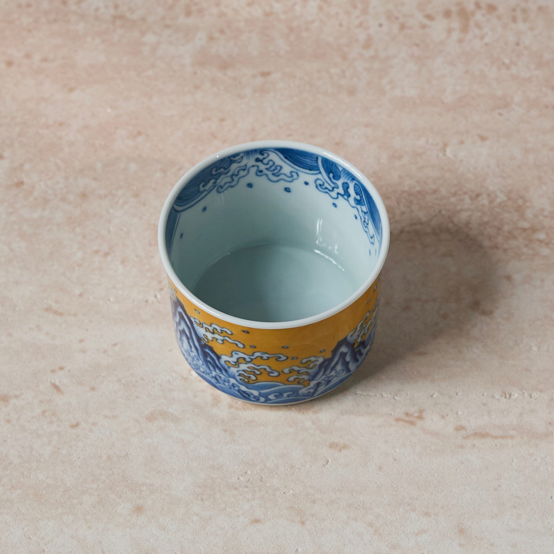 Yellow-Sky Ocean Pattern Hand-Painted Rongtian Tea Cup
